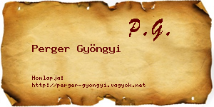 Perger Gyöngyi névjegykártya